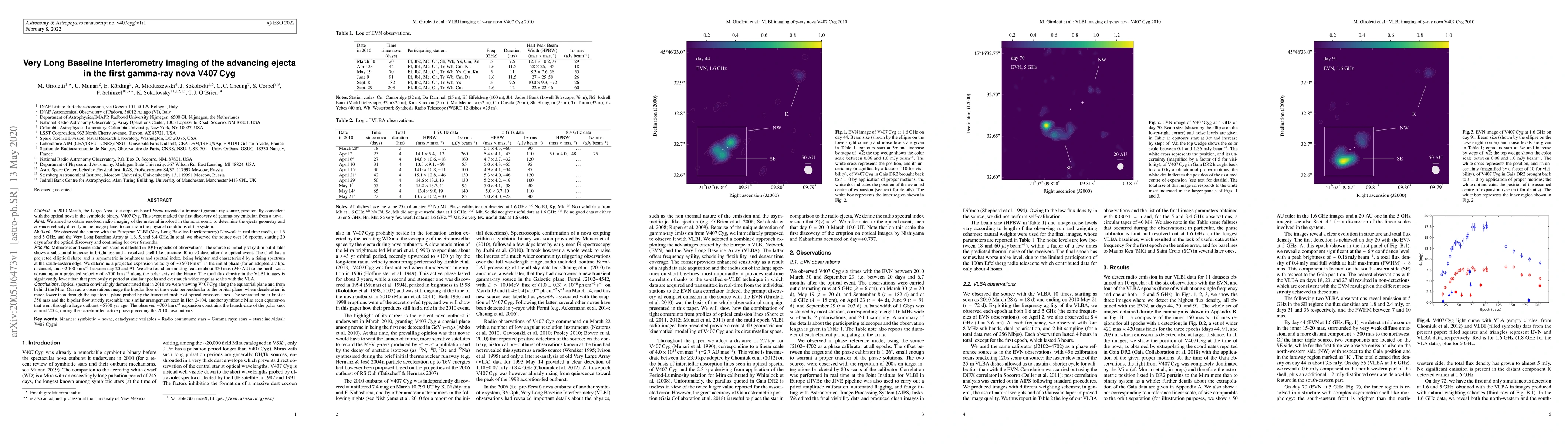 Thumbnail for Very Long Baseline Interferometry imaging of the advancing ejecta in the
  first gamma-ray nova V407 Cyg