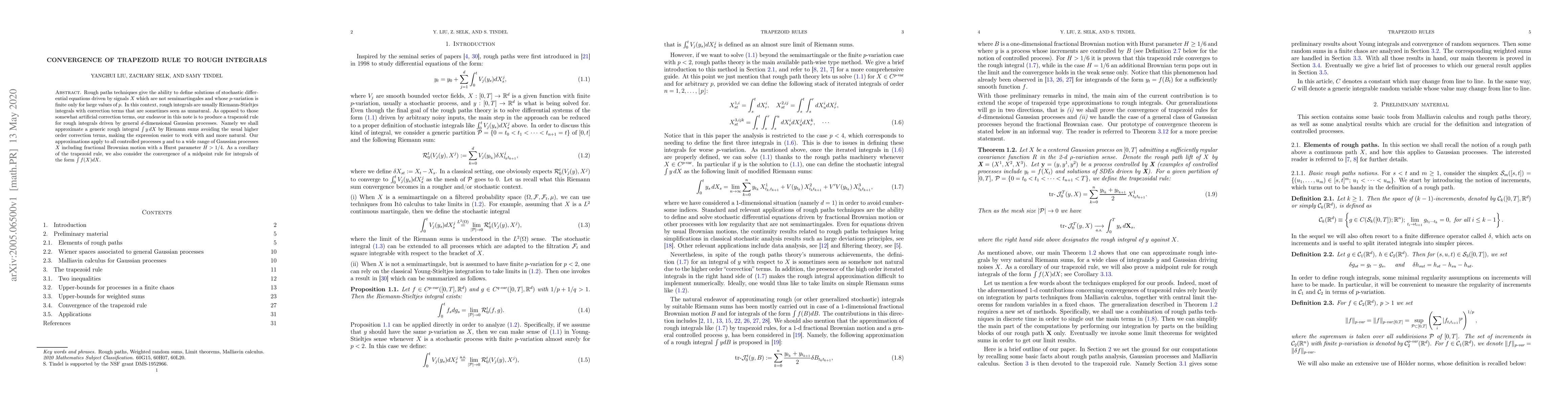 Thumbnail for Convergence of trapezoid rule to rough integrals
