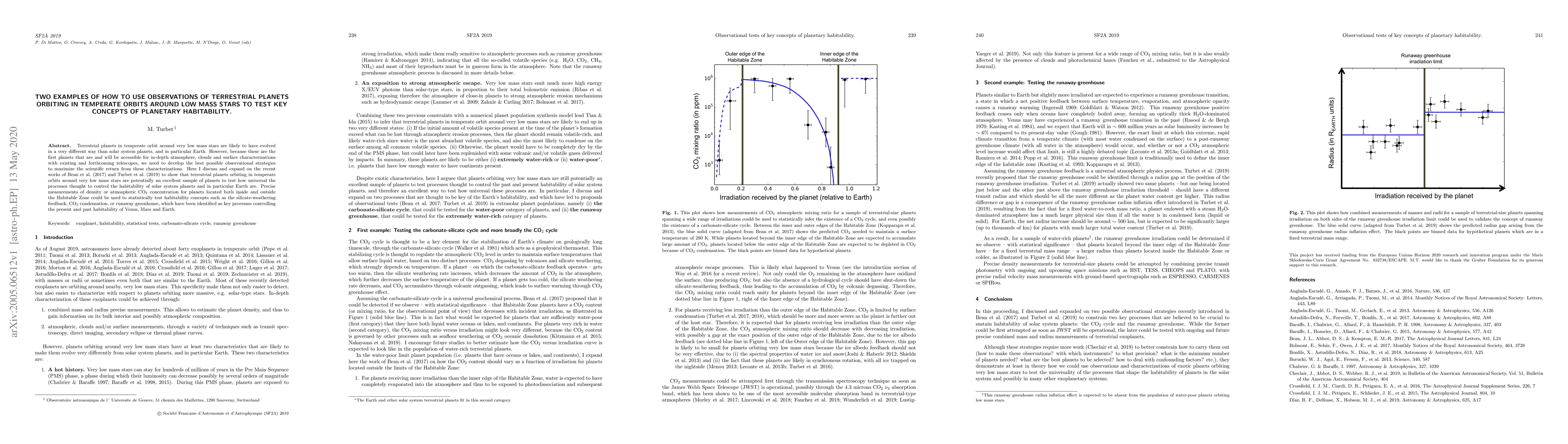 Thumbnail for Two examples of how to use observations of terrestrial planets orbiting
  in temperate orbits around low mass stars to test key concepts of planetary
  habitability