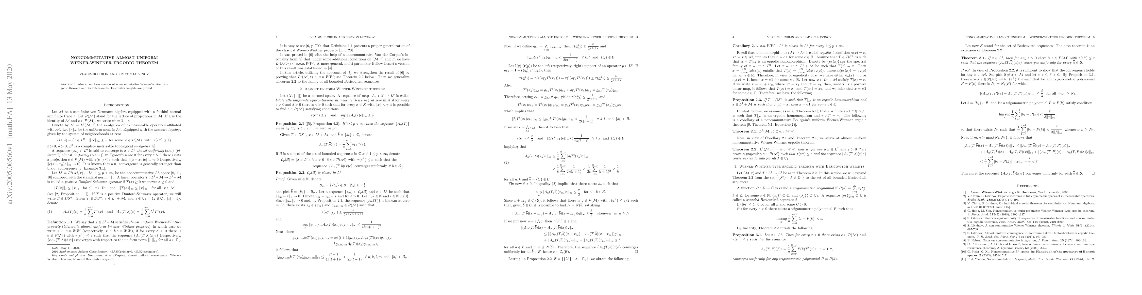 Thumbnail for Noncommutative almost uniform Wiener-Wintner ergodic theorem