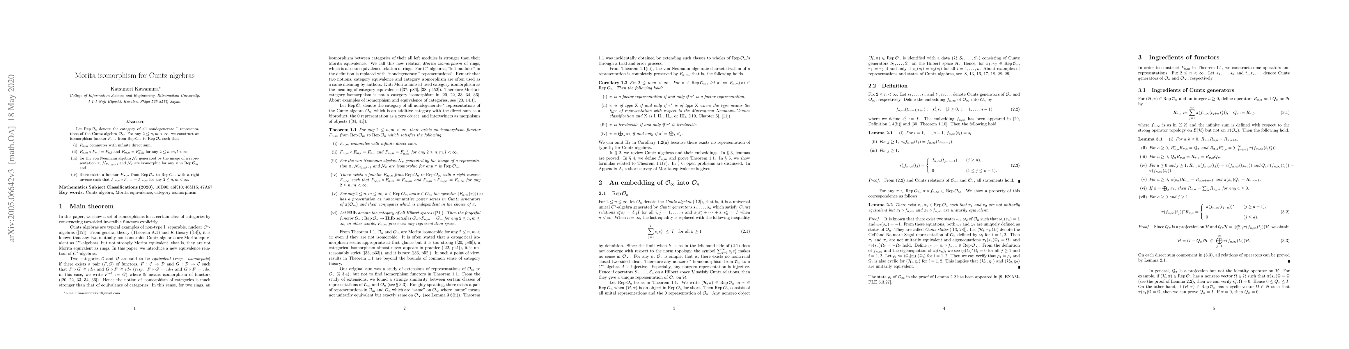 Thumbnail for Morita isomorphism for Cuntz algebras