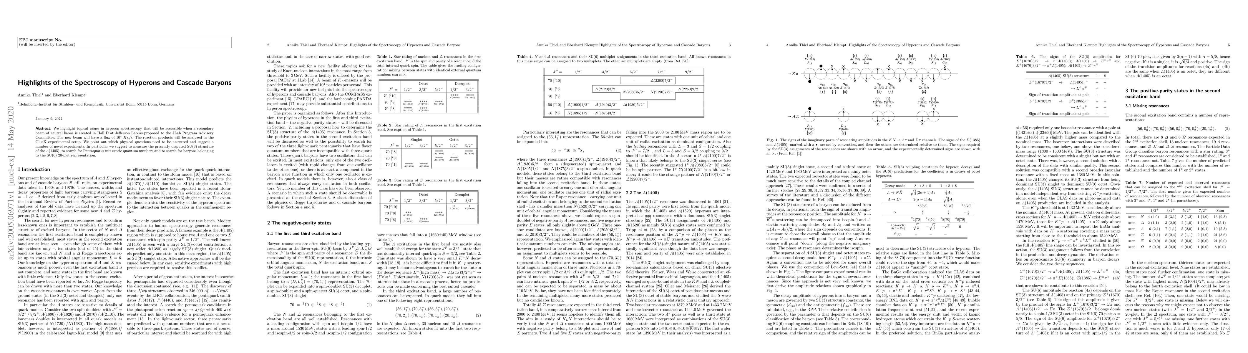 Thumbnail for Highlights of the Spectroscopy of Hyperons and Cascade Baryons