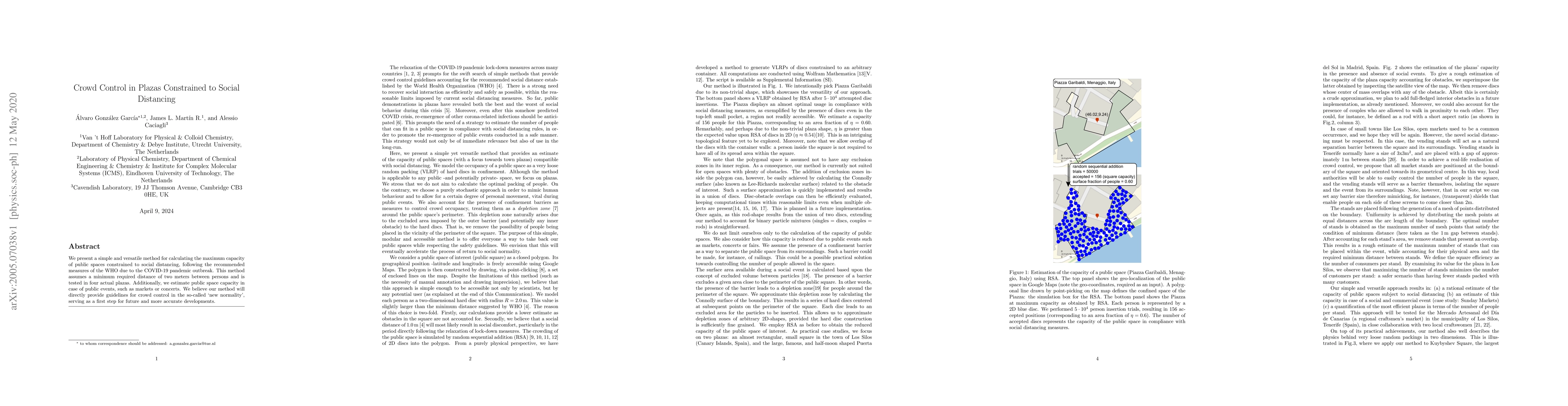 Thumbnail for Crowd Control in Plazas Constrained to Social Distancing