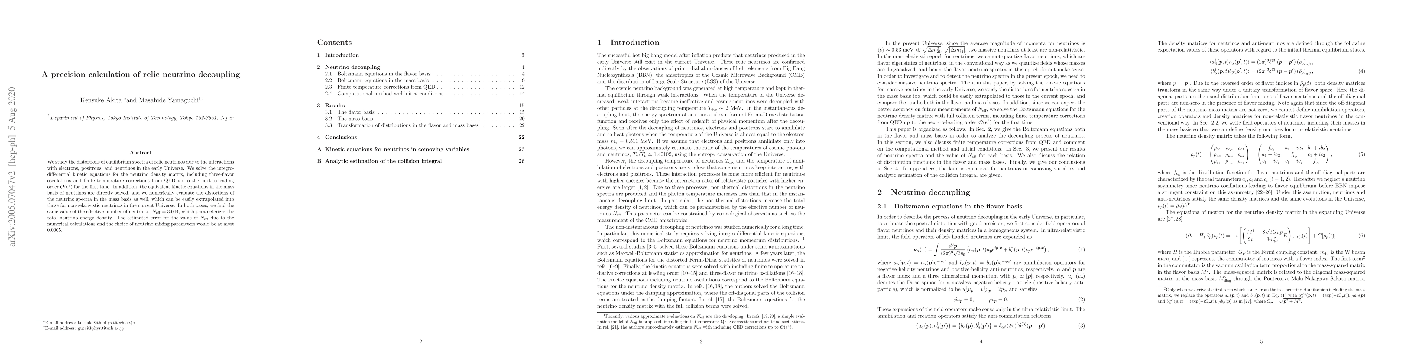 Thumbnail for A precision calculation of relic neutrino decoupling