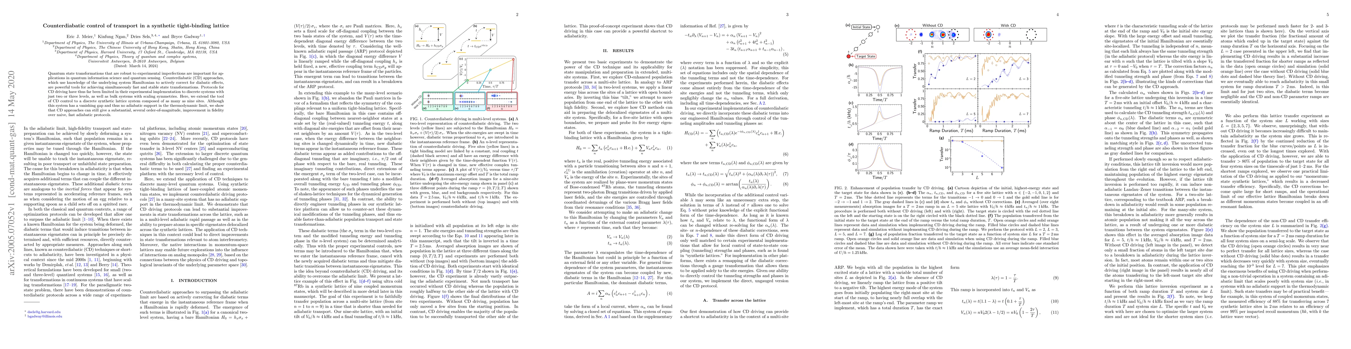 Thumbnail for Counterdiabatic control of transport in a synthetic tight-binding
  lattice