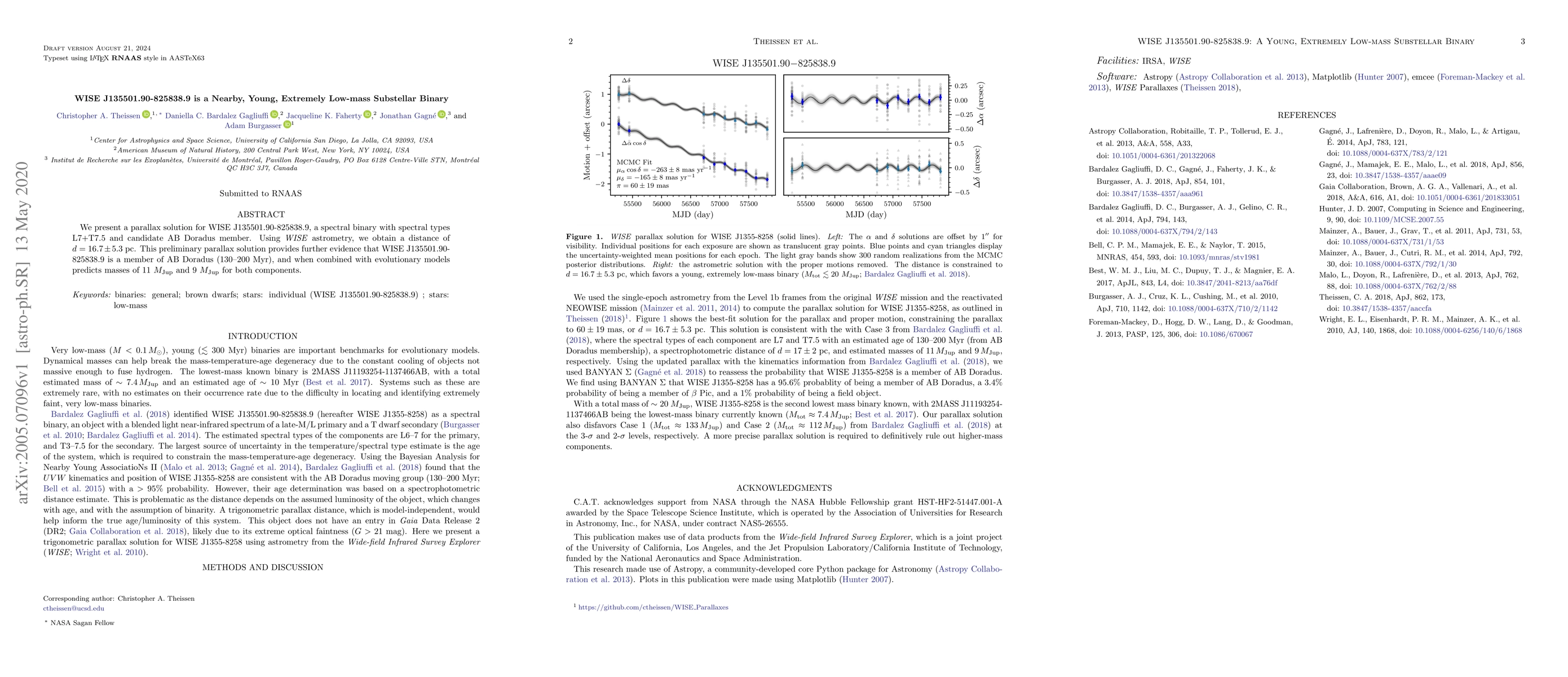 Thumbnail for WISE J135501.90-825838.9 is a Nearby, Young, Extremely Low-mass
  Substellar Binary