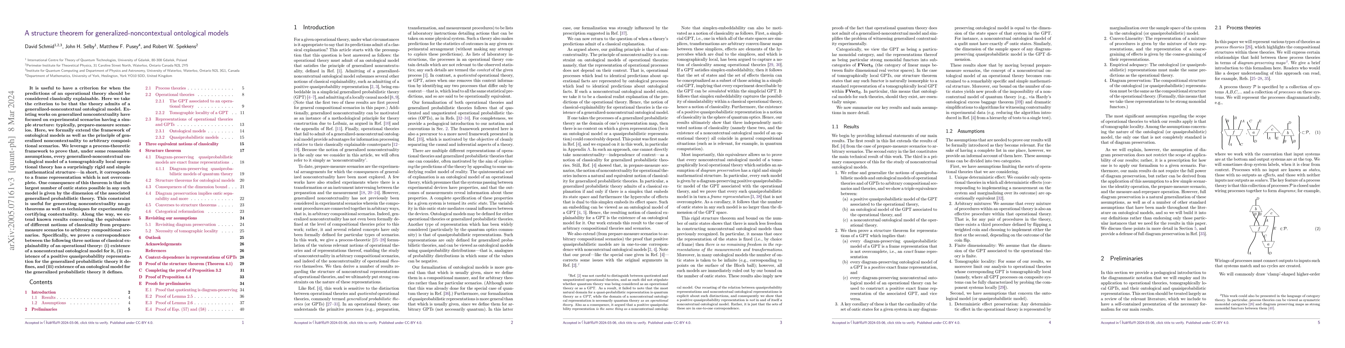 Thumbnail for A structure theorem for generalized-noncontextual ontological models