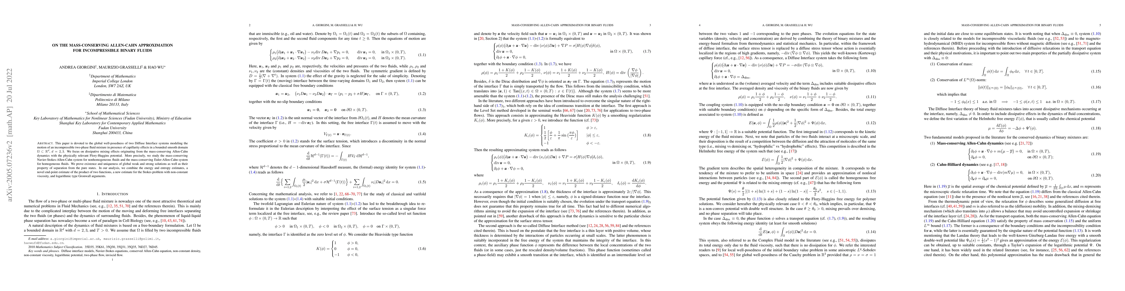 Thumbnail for On the Mass-Conserving Allen-Cahn Approximation for Incompressible
  Binary Fluids