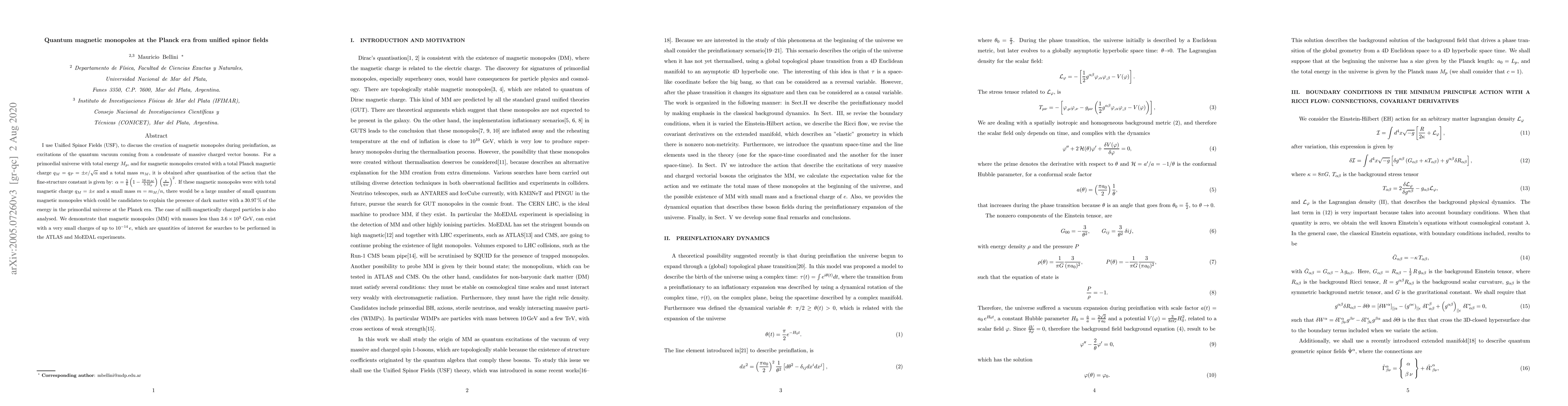Thumbnail for Quantum magnetic monopoles at the Planck era from unified spinor fields