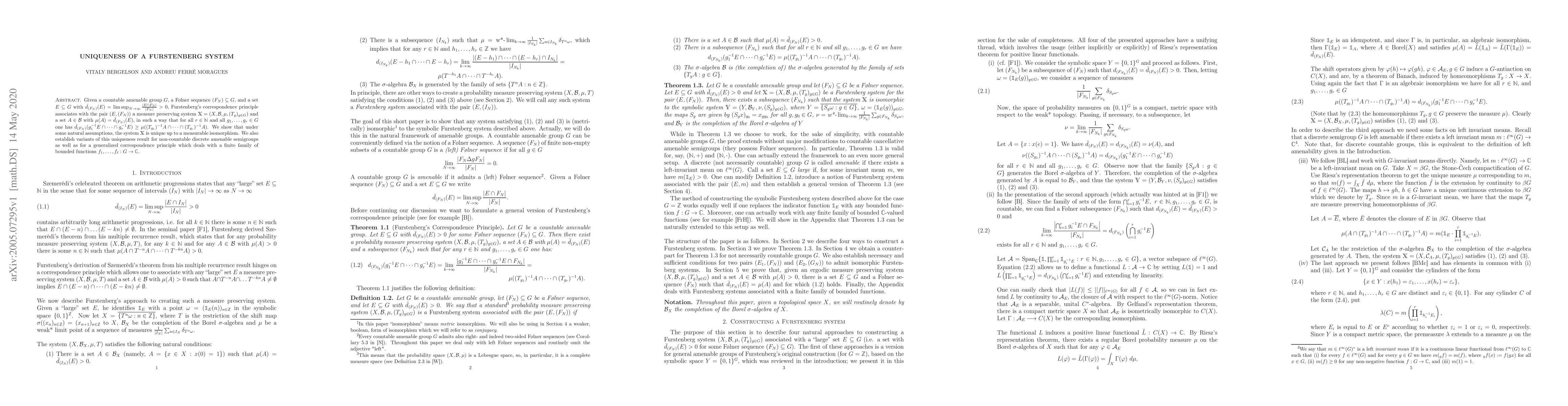 Thumbnail for Uniqueness of a Furstenberg system