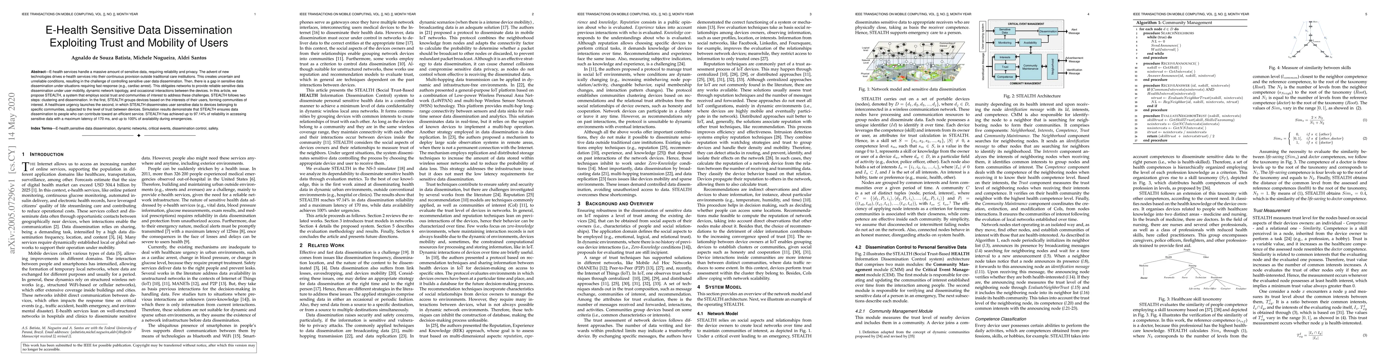 Thumbnail for E-Health Sensitive Data Dissemination Exploiting Trust and Mobility of
  Users