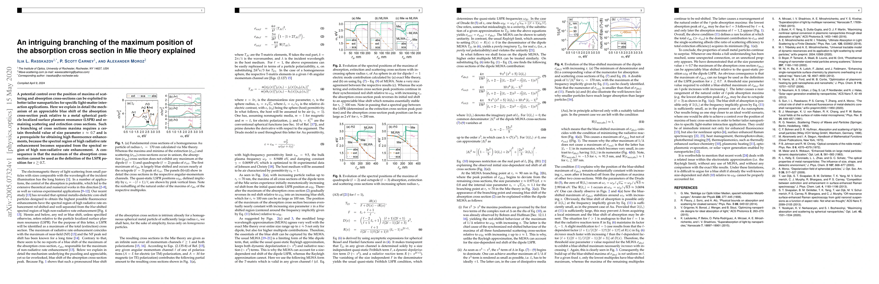 Thumbnail for An intriguing branching of the maximum position of the absorption cross
  section in Mie theory explained