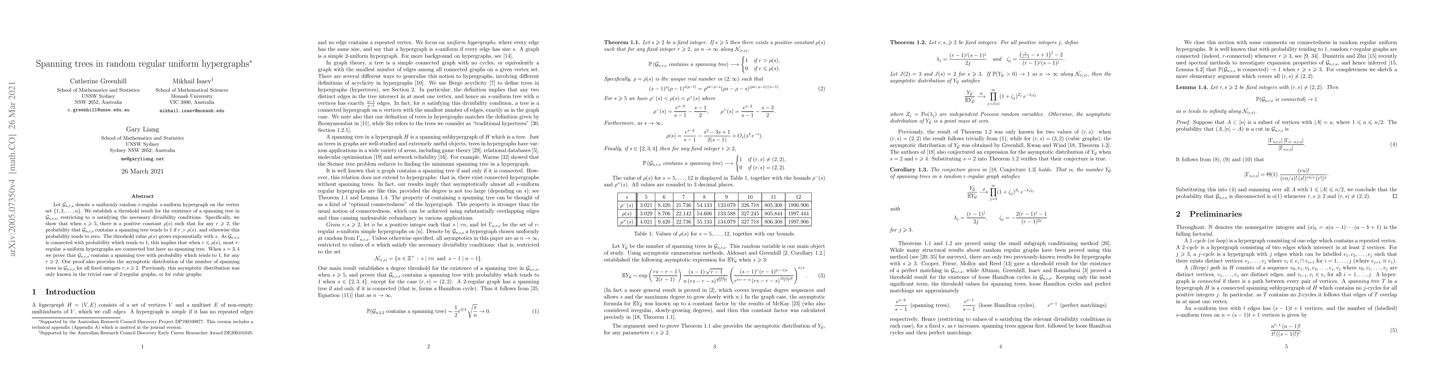 Thumbnail for Spanning trees in random regular uniform hypergraphs