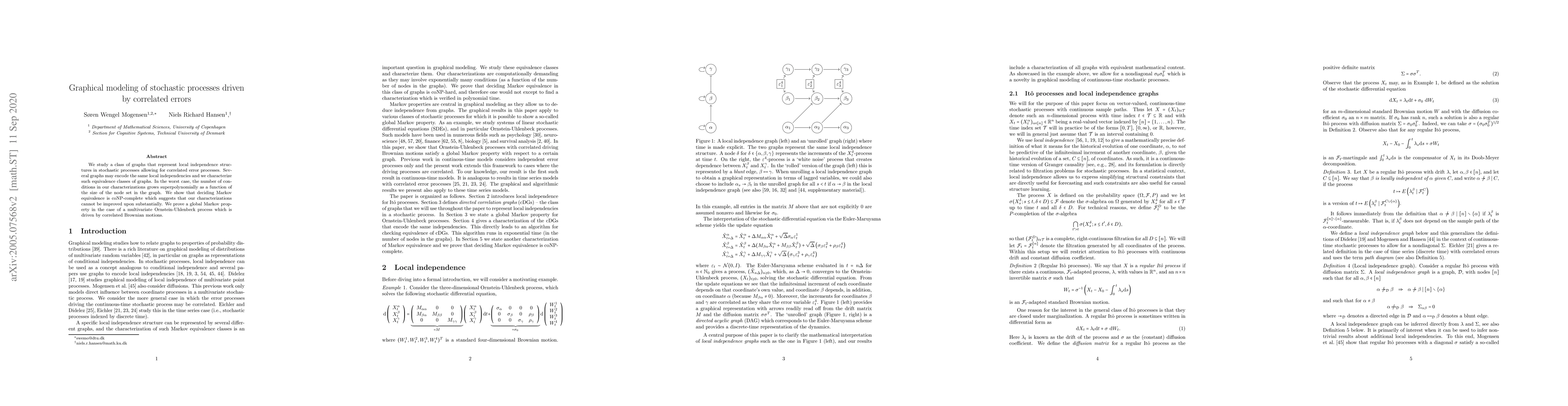 Thumbnail for Graphical modeling of stochastic processes driven by correlated errors