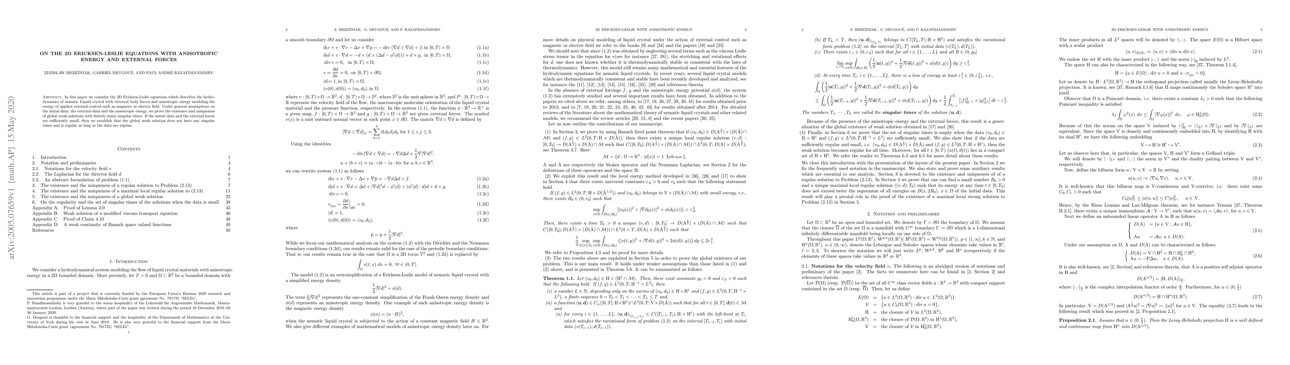 Thumbnail for On the 2D Ericksen-Leslie equations with anisotropic energy and external
  forces