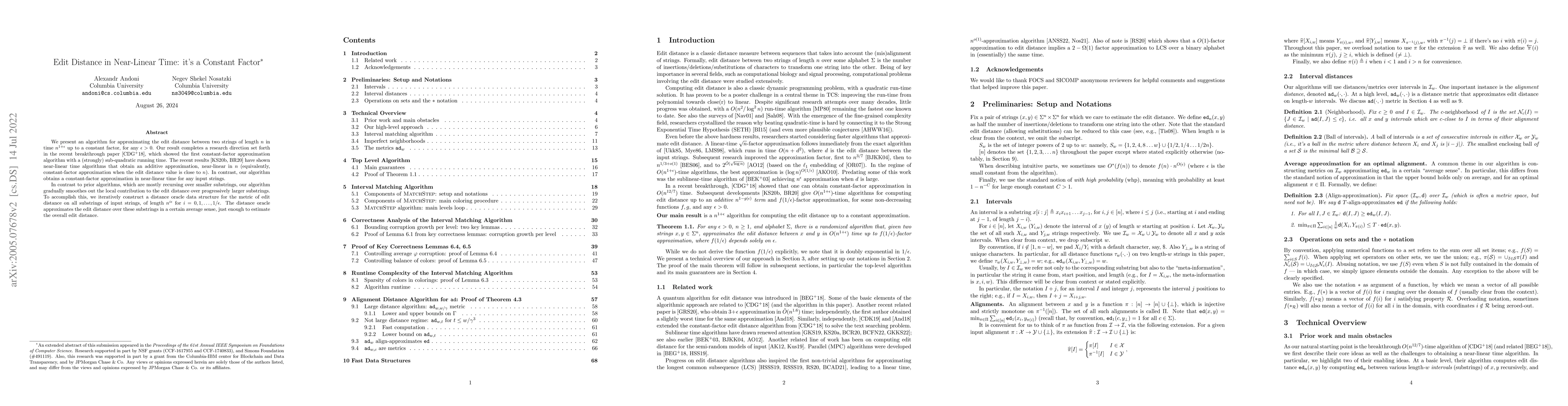 Thumbnail for Edit Distance in Near-Linear Time: it's a Constant Factor