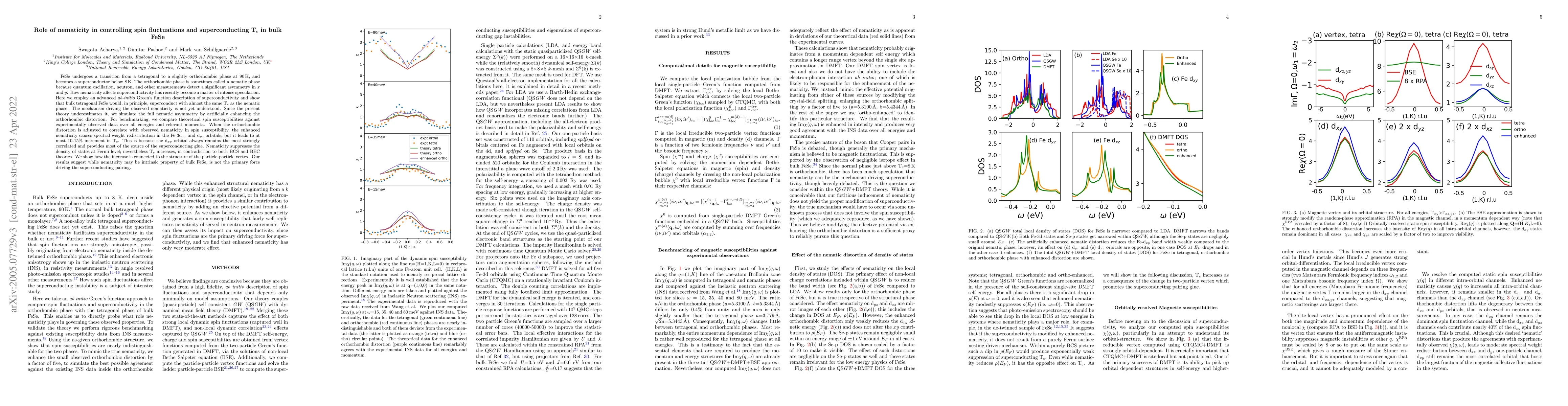 Thumbnail for Role of nematicity in controlling spin fluctuations and superconducting
  Tc in bulk FeSe