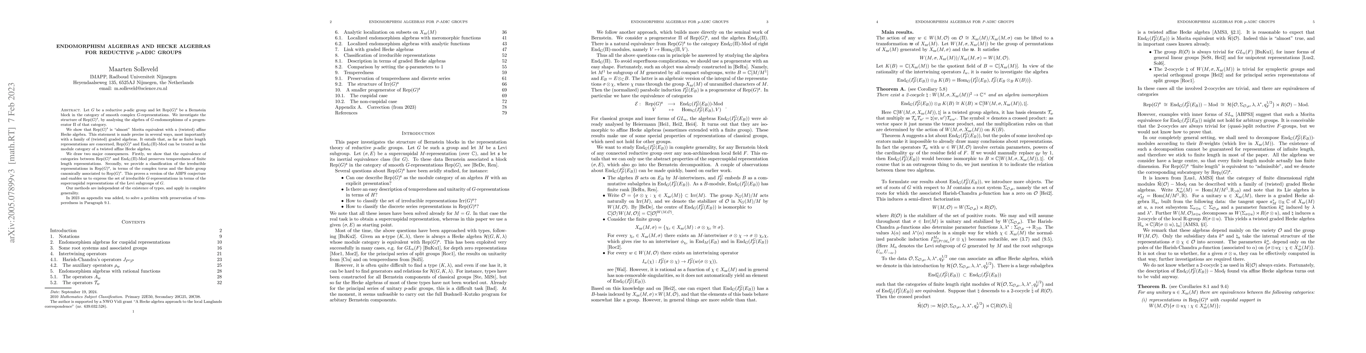 Thumbnail for Endomorphism algebras and Hecke algebras for reductive p-adic groups