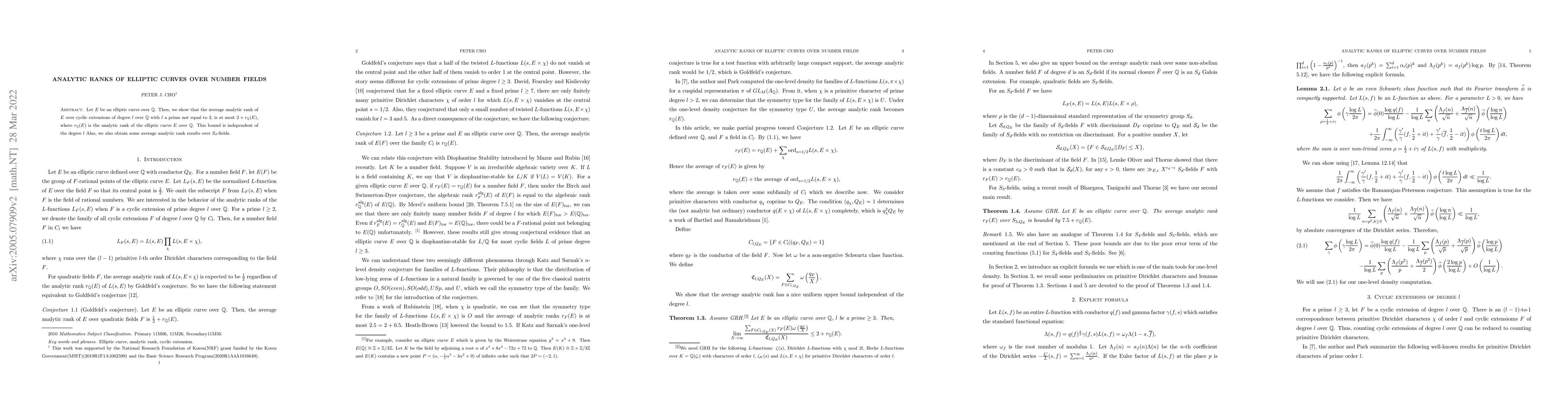 Thumbnail for Analytic ranks of elliptic curves over number fields