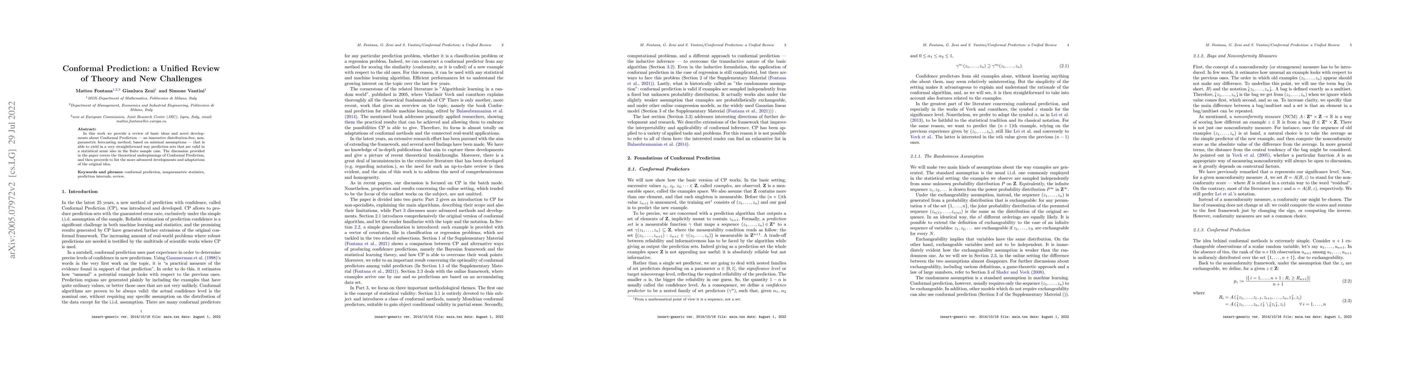 Thumbnail for Conformal Prediction: a Unified Review of Theory and New Challenges