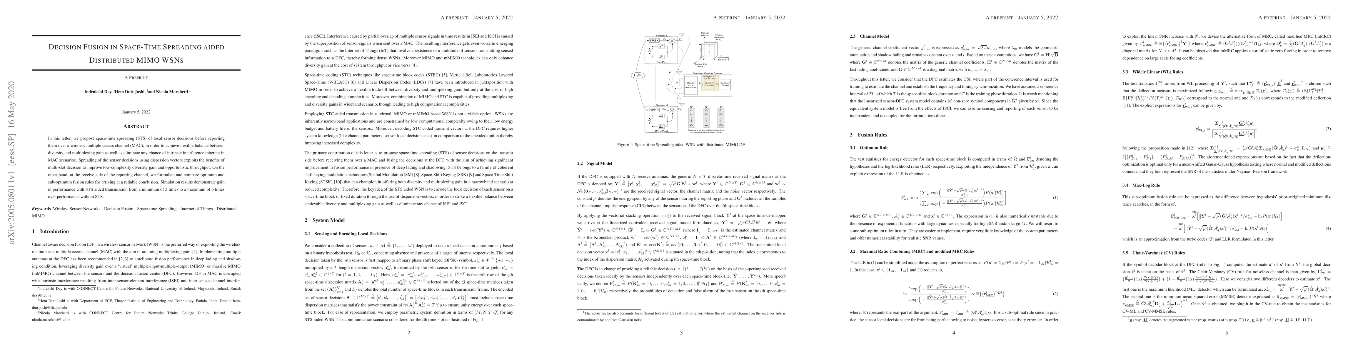 Thumbnail for Decision Fusion in Space-Time Spreading aided Distributed MIMO WSNs