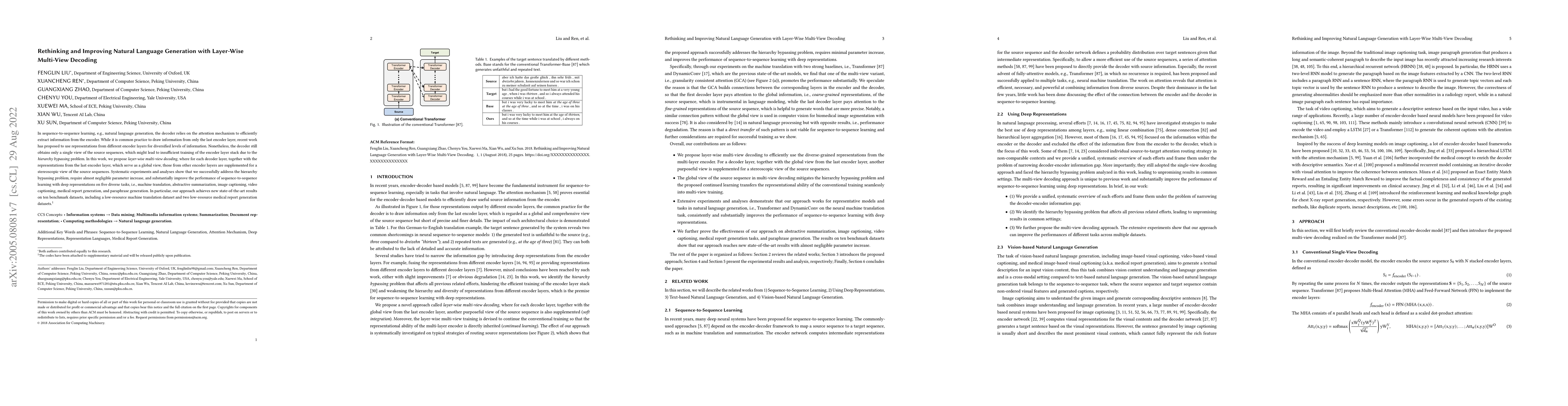 Thumbnail for Rethinking and Improving Natural Language Generation with Layer-Wise
  Multi-View Decoding