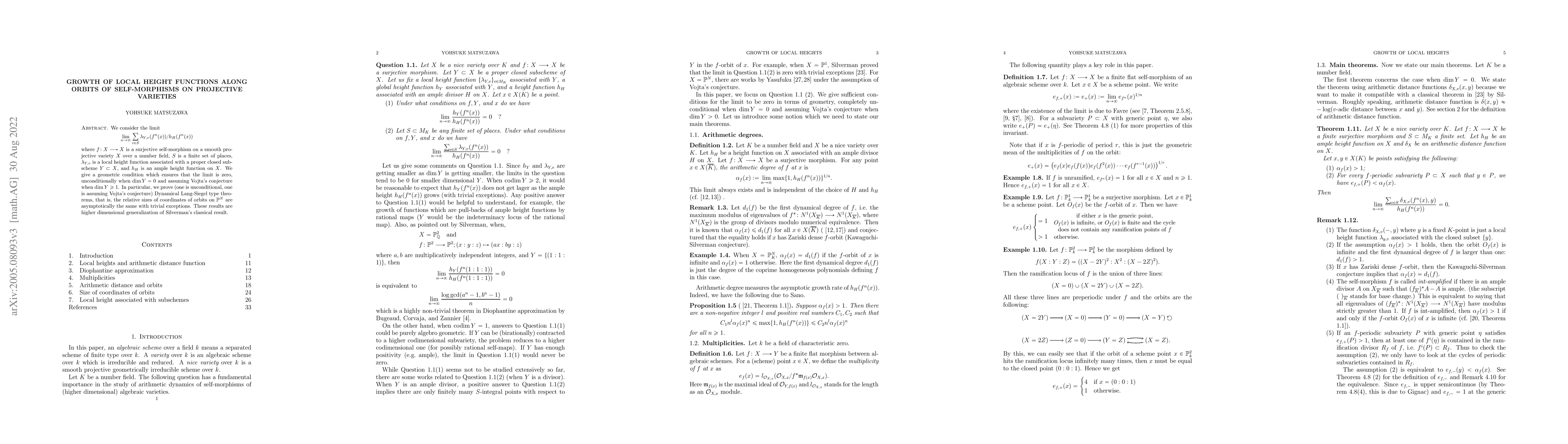 Thumbnail for Growth of local height functions along orbits of self-morphisms on
  projective varieties