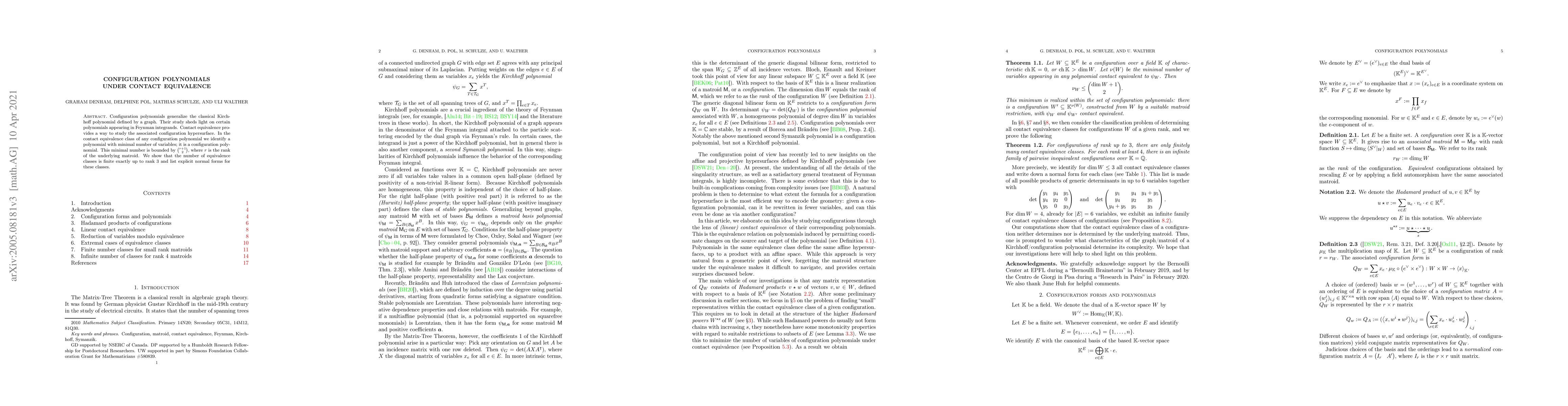 Thumbnail for Configuration polynomials under contact equivalence