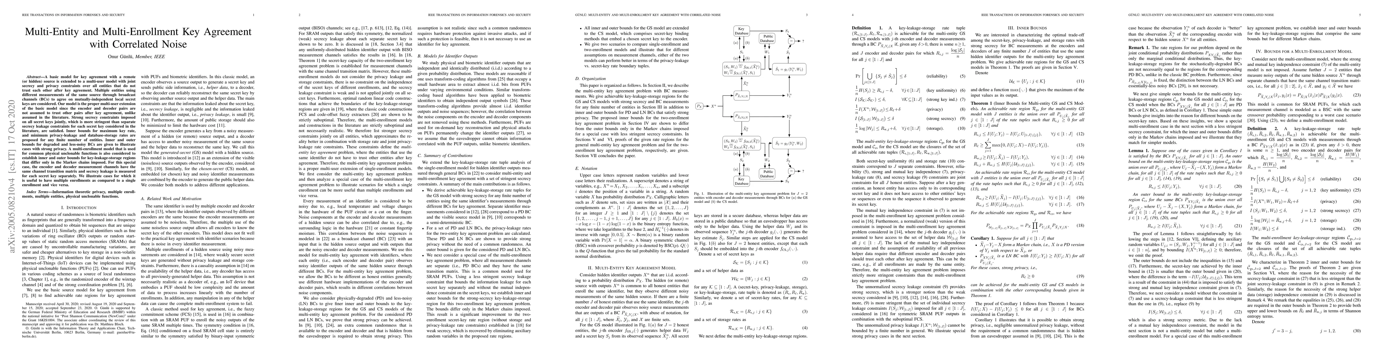 Thumbnail for Multi-Entity and Multi-Enrollment Key Agreement with Correlated Noise