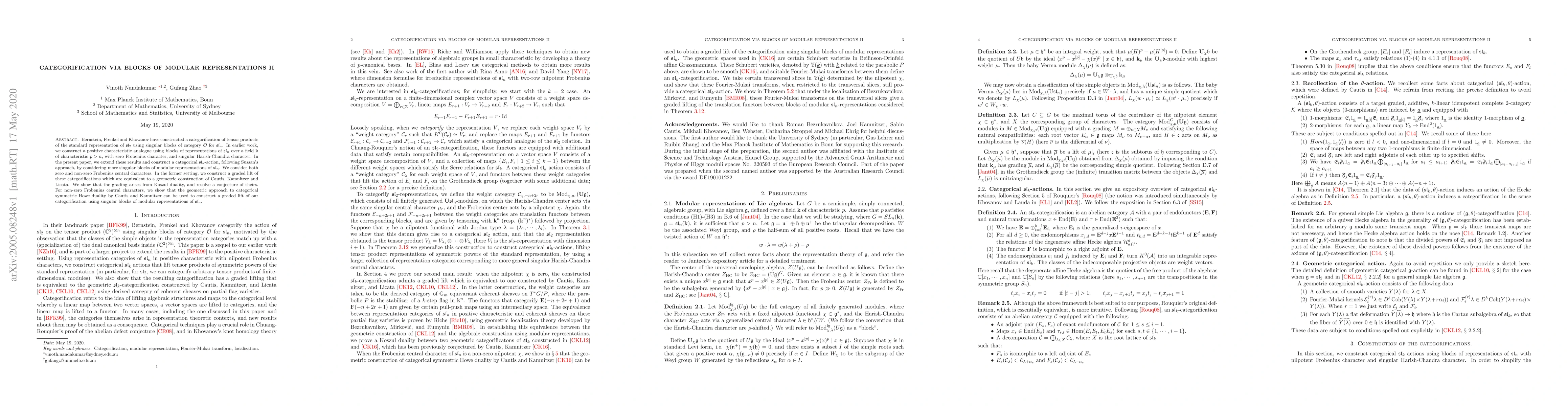Thumbnail for Categorification via blocks of modular representations II