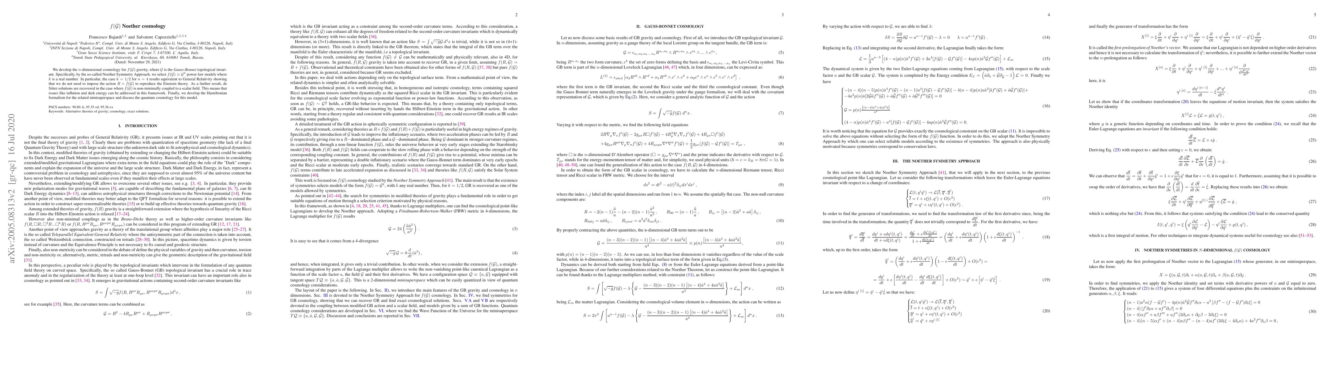 Thumbnail for f(G) Noether cosmology