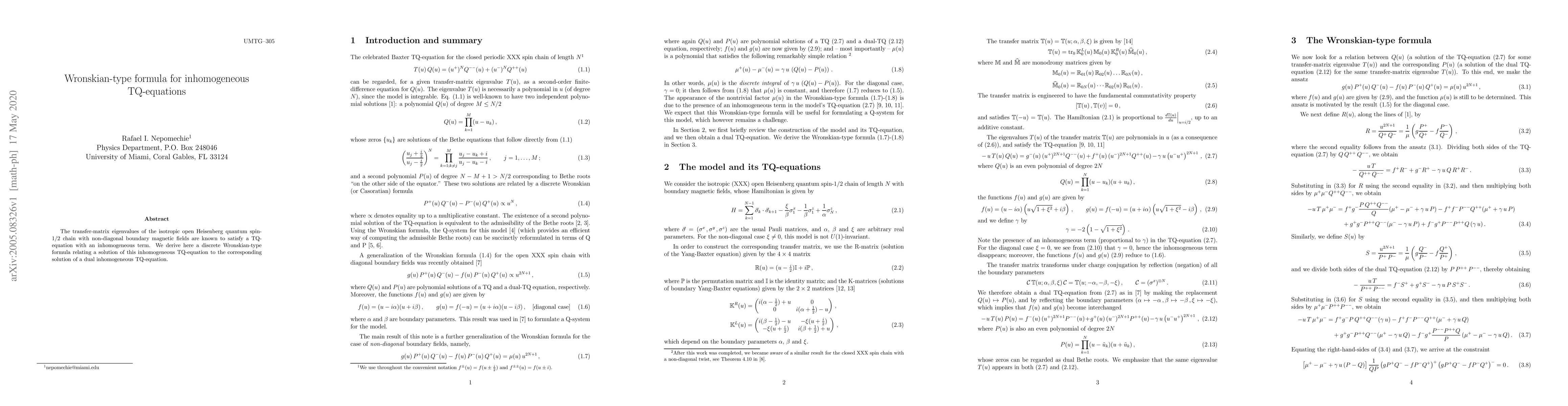 Thumbnail for Wronskian-type formula for inhomogeneous TQ-equations