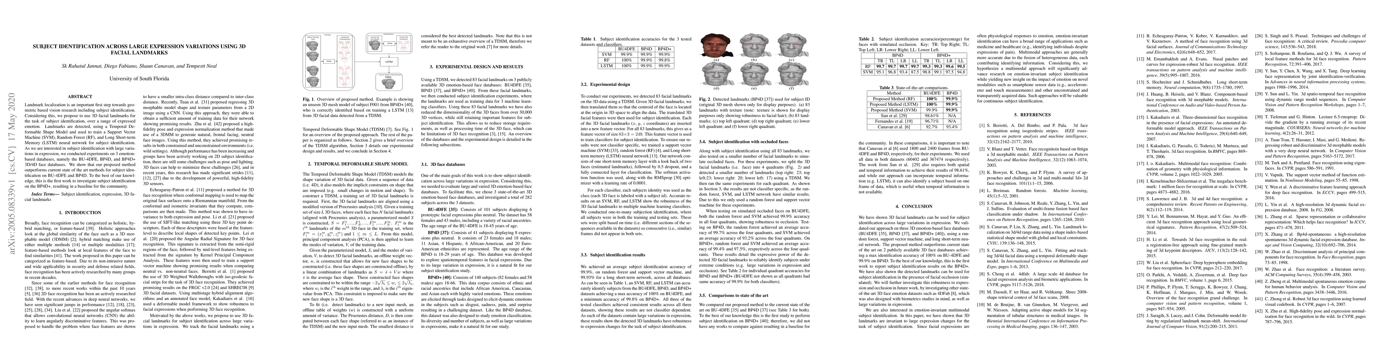 Thumbnail for Subject Identification Across Large Expression Variations Using 3D
  Facial Landmarks
