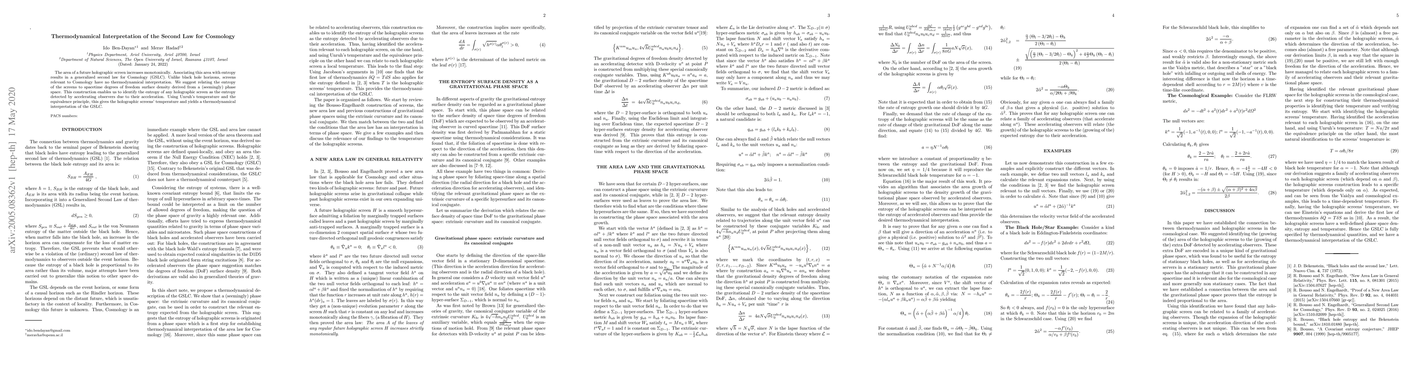 Thumbnail for Thermodynamical Interpretation of the Second Law for Cosmology