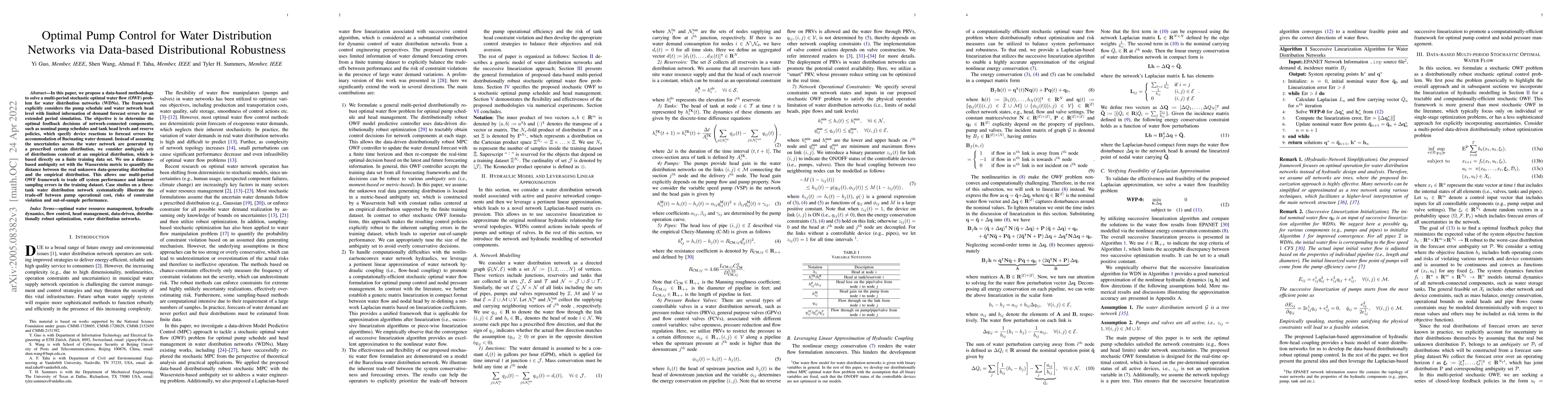 Thumbnail for Optimal Pump Control for Water Distribution Networks via Data-based
  Distributional Robustness
