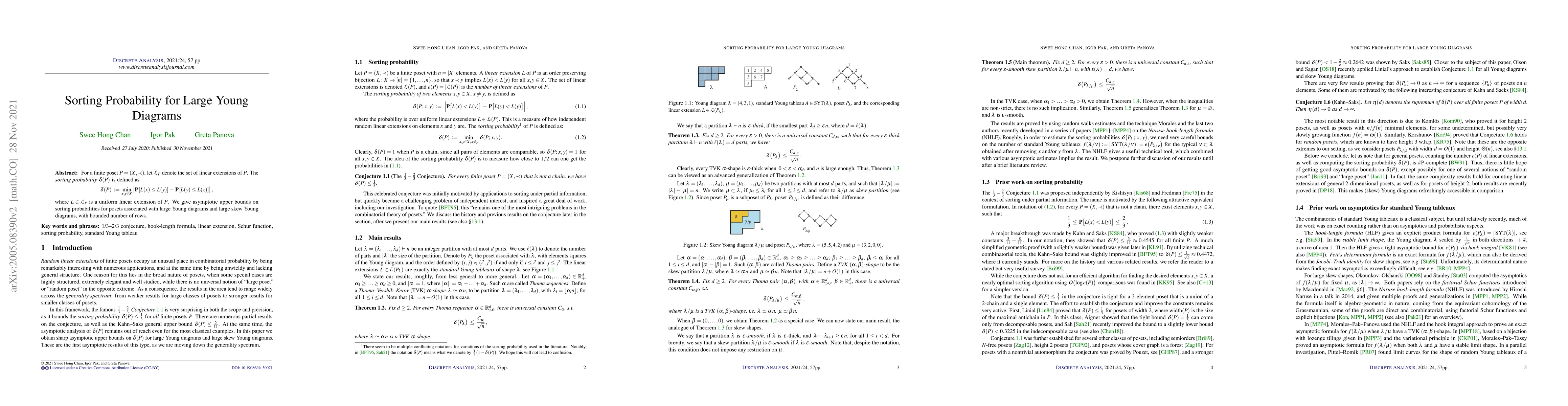 Thumbnail for Sorting probability for large Young diagrams