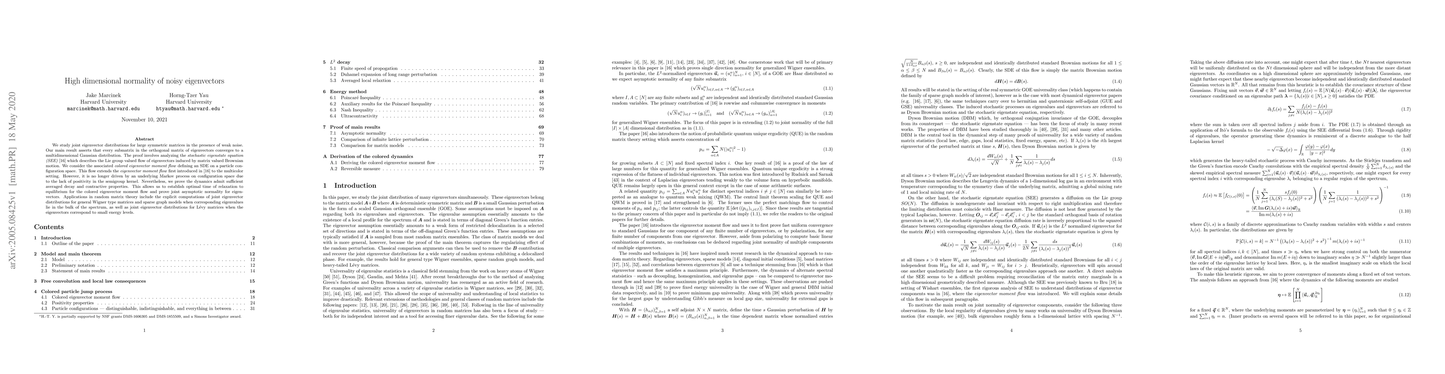 Thumbnail for High dimensional normality of noisy eigenvectors