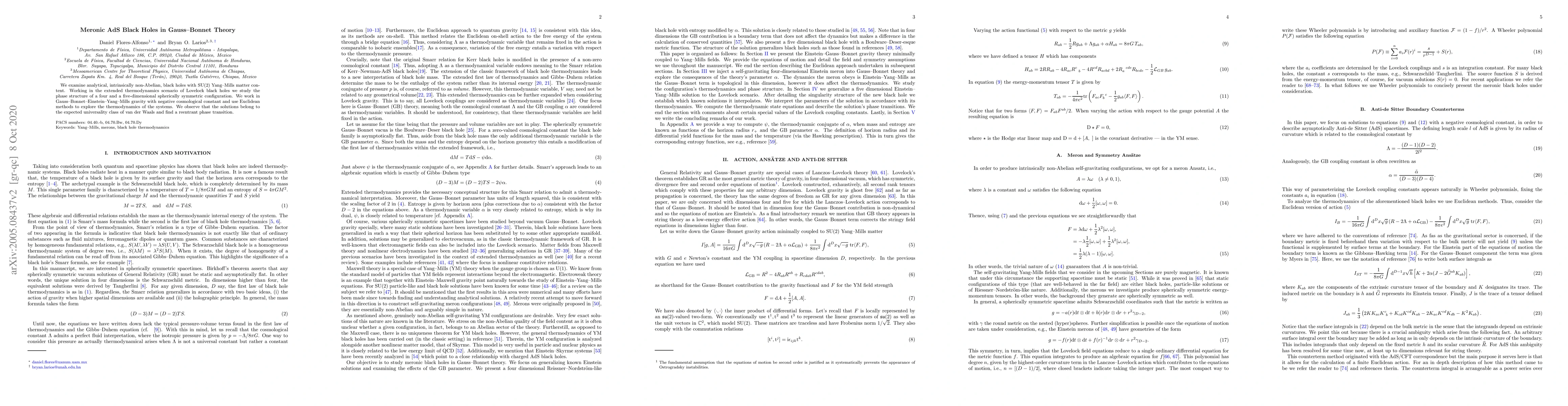 Thumbnail for Meronic AdS Black Holes in Gauss-Bonnet Theory