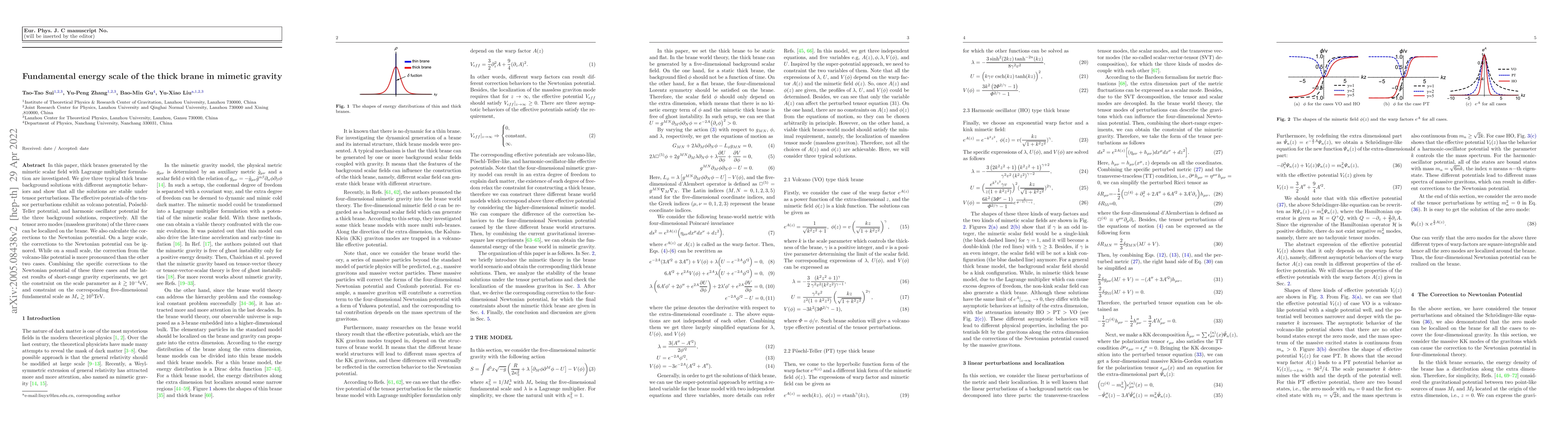 Thumbnail for Fundamental energy scale of the thick brane in mimetic gravity