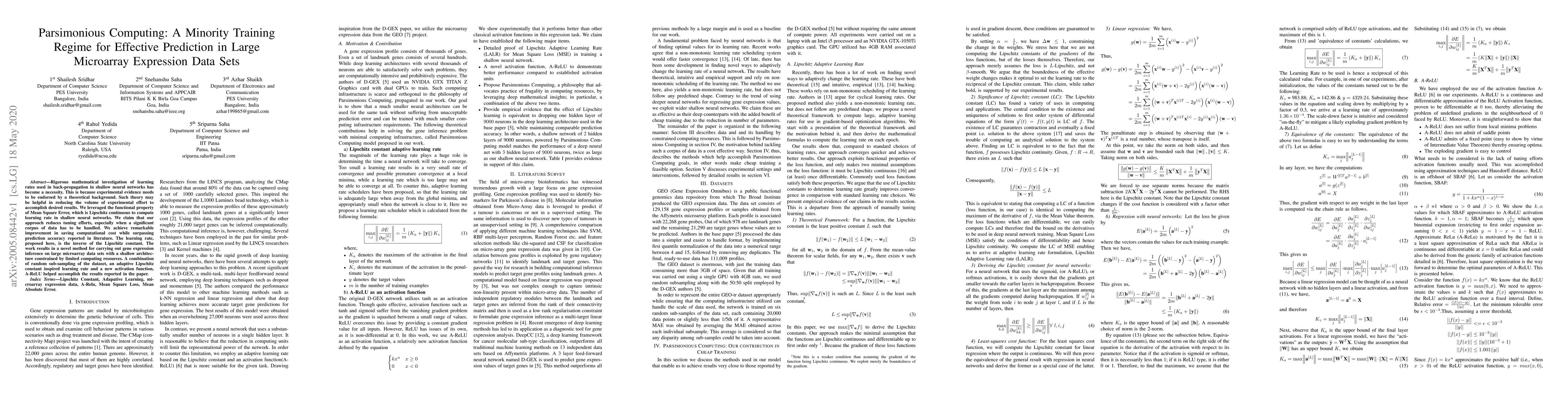 Thumbnail for Parsimonious Computing: A Minority Training Regime for Effective
  Prediction in Large Microarray Expression Data Sets