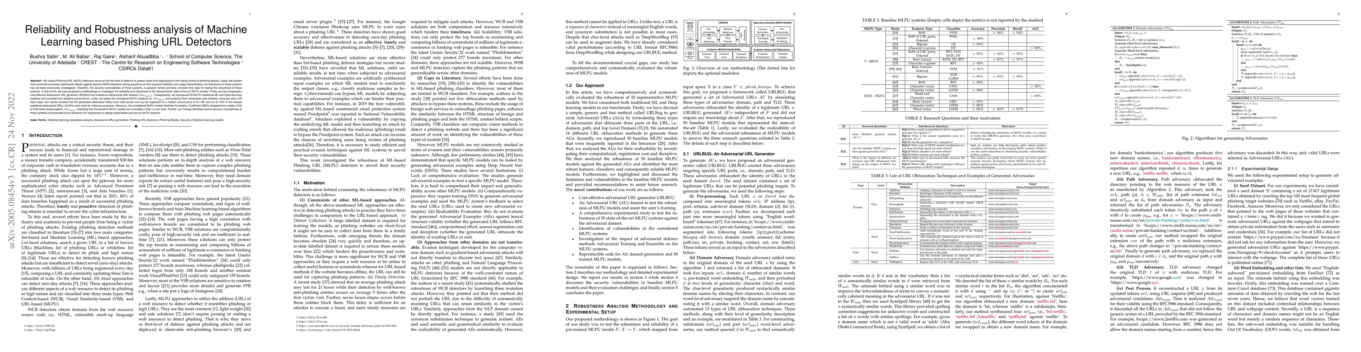 Thumbnail for Reliability and Robustness analysis of Machine Learning based Phishing
  URL Detectors
