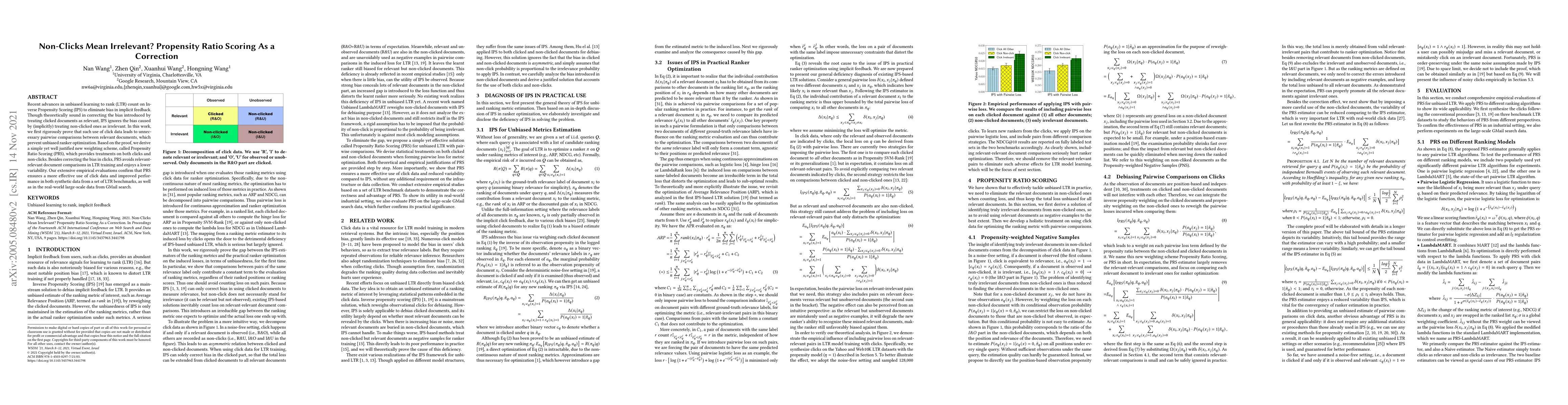 Thumbnail for Non-Clicks Mean Irrelevant? Propensity Ratio Scoring As a Correction