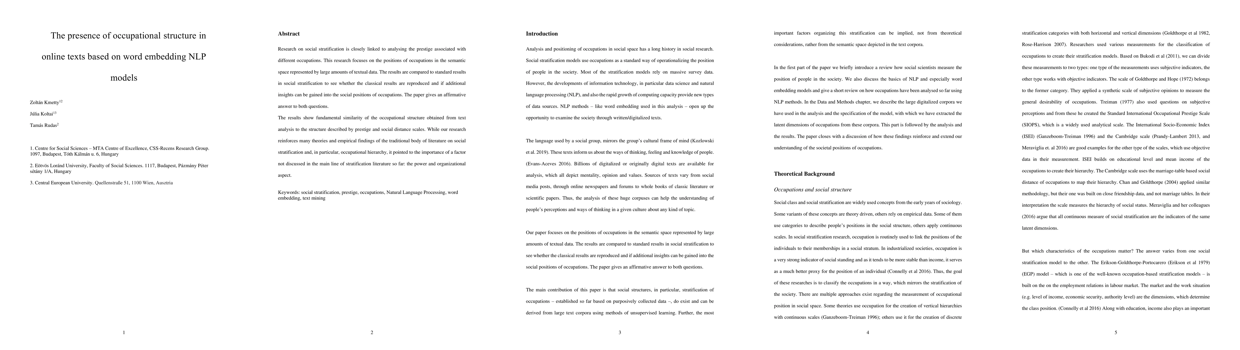 Thumbnail for The presence of occupational structure in online texts based on word
  embedding NLP models