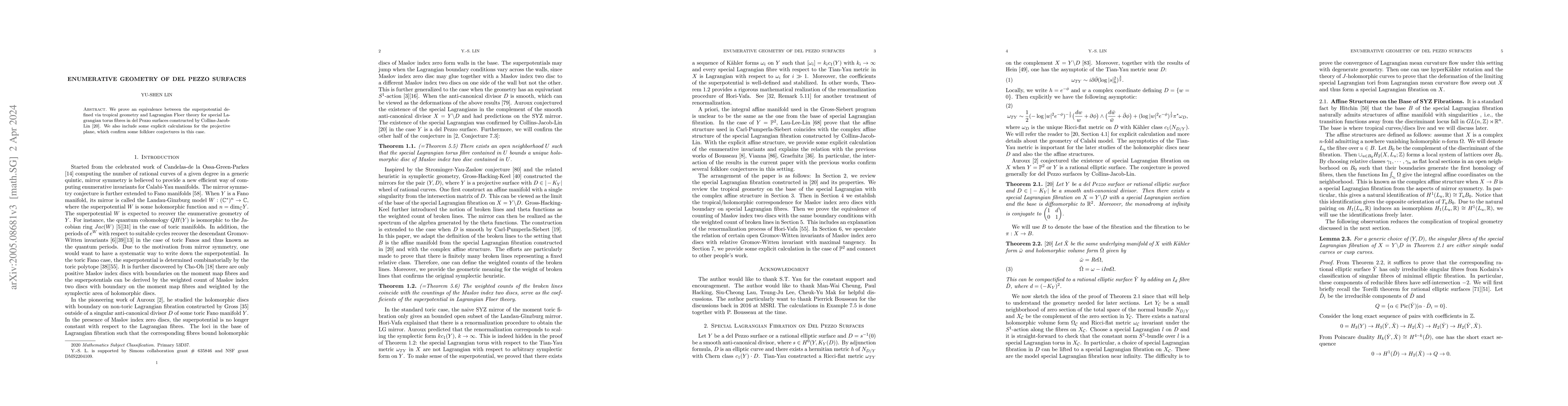 Thumbnail for Enumerative Geometry of Del Pezzo Surfaces