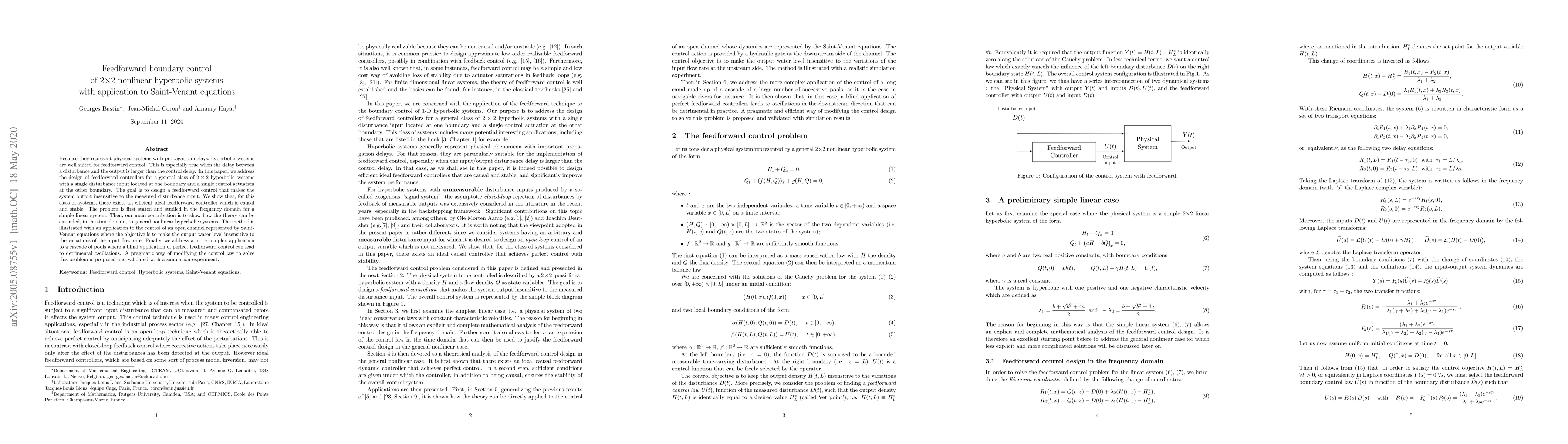 Thumbnail for Feedforward boundary control of $2 \times 2$ nonlinear hyperbolic
  systems with application to Saint-Venant equations