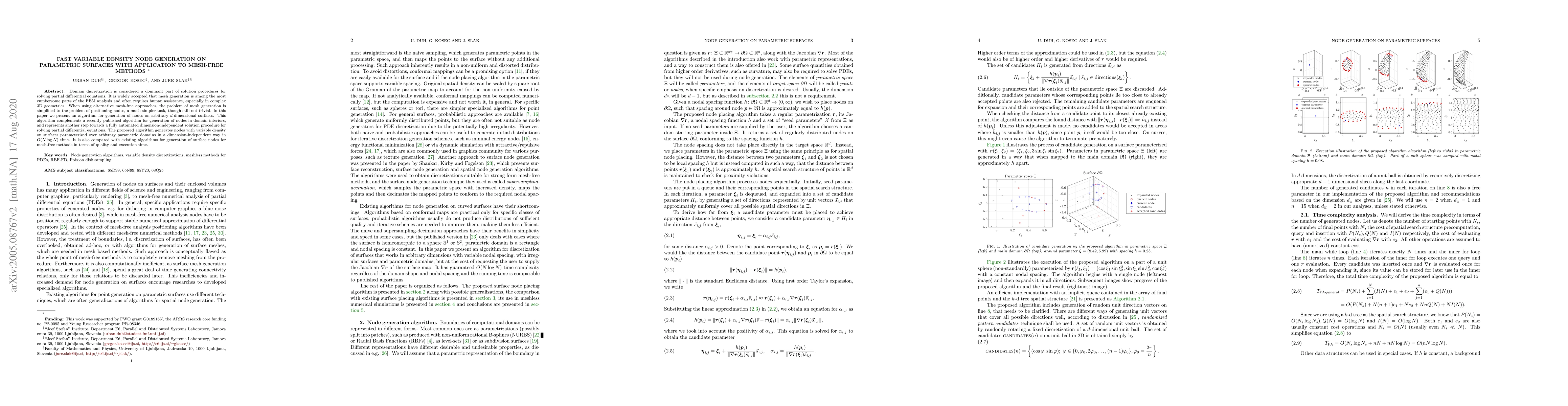 Thumbnail for Fast variable density node generation on parametric surfaces with
  application to mesh-free methods