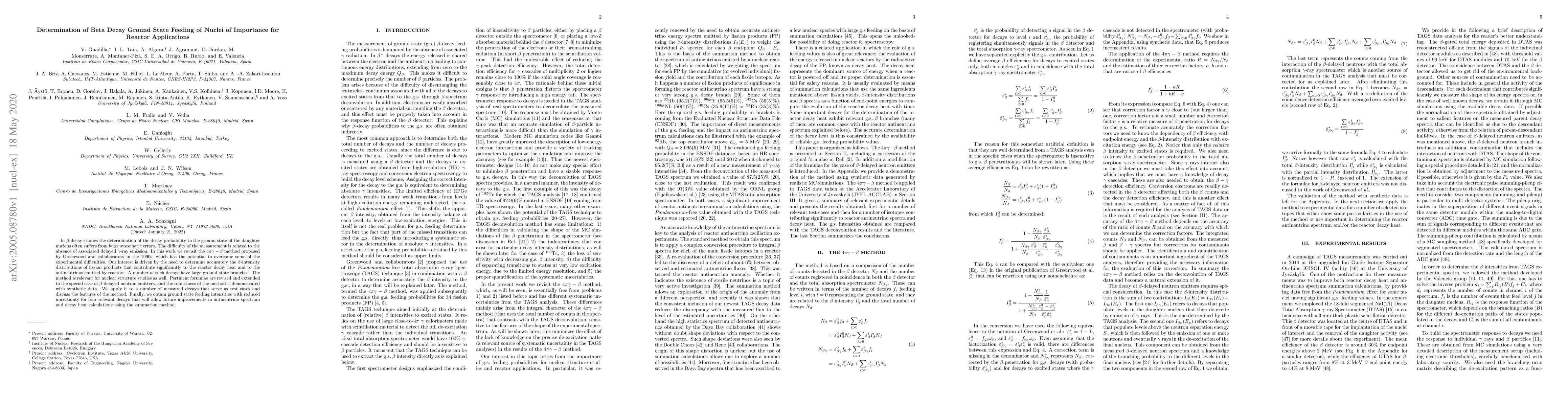 Thumbnail for Determination of Beta Decay Ground State Feeding of Nuclei of Importance
  for Reactor Applications