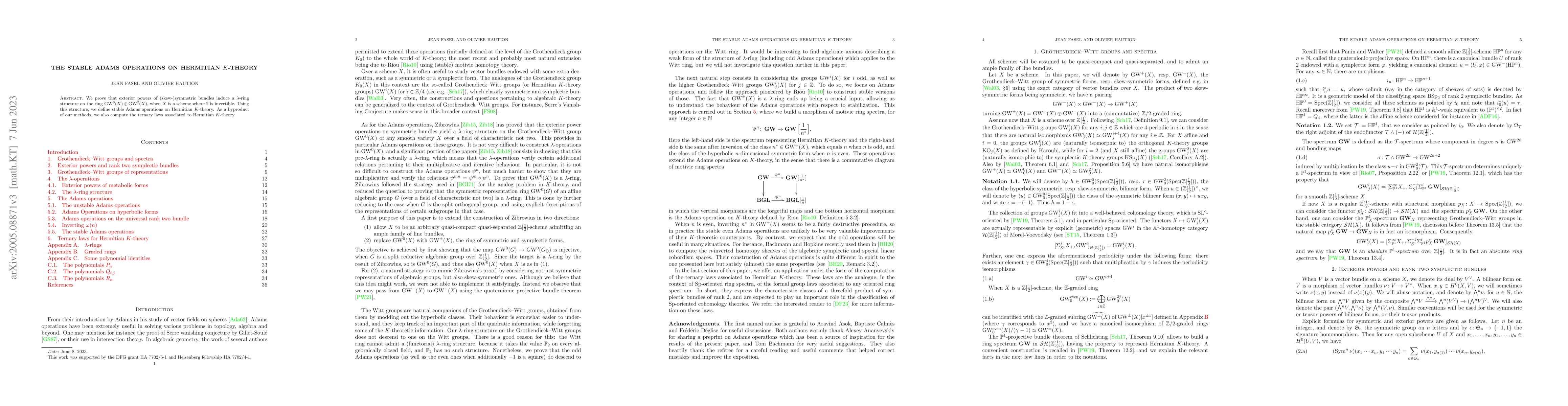 Thumbnail for The stable Adams operations on Hermitian K-theory