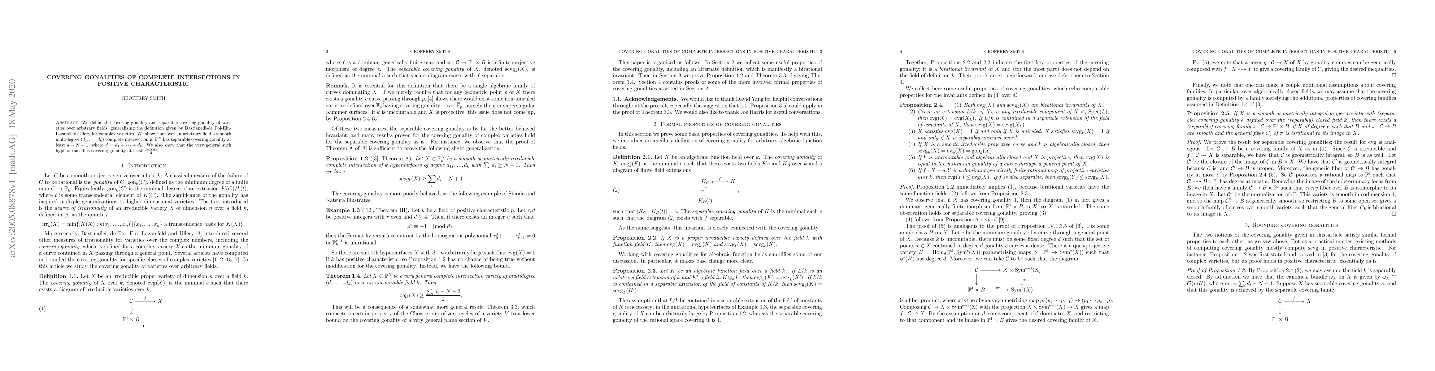 Thumbnail for Covering gonalities of complete intersections in positive characteristic