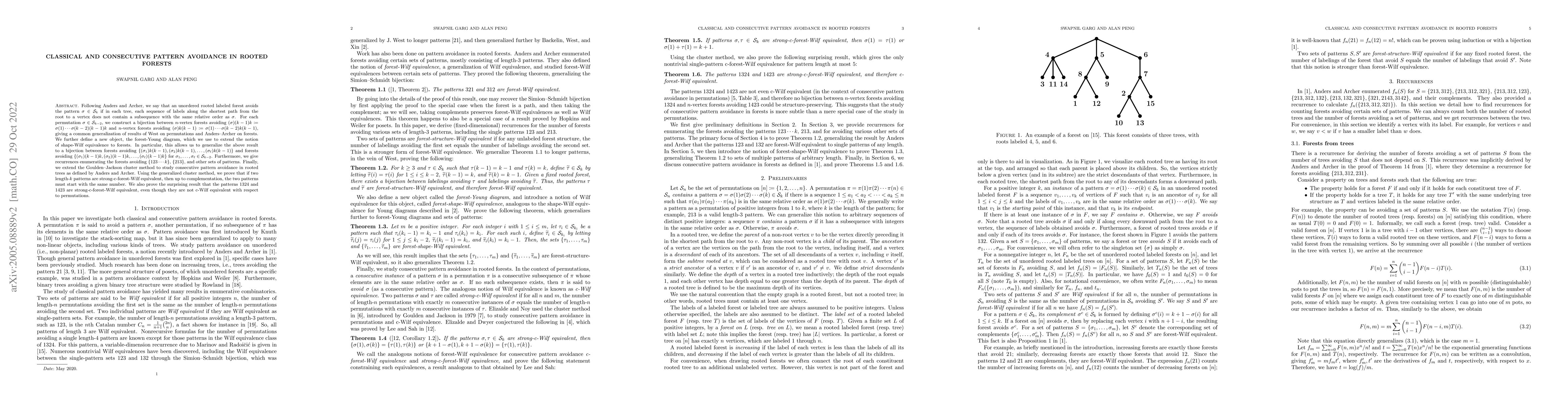 Thumbnail for Classical and consecutive pattern avoidance in rooted forests